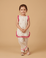 Girls Pure Cotton Tassel Kurta Set with Floral Embroidery - BYB PREMIUM