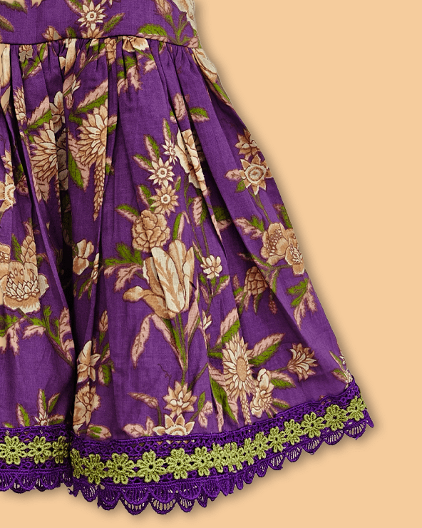 Girls Purple Cotton Sharara Set with Printed Peplum Top| Premium Cotton Ethnic Wear - BYB PREMIUM