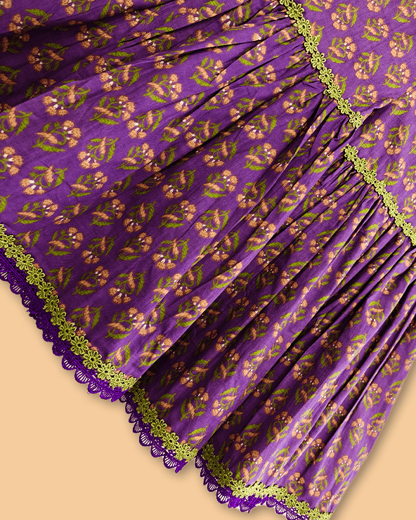 Girls Purple Cotton Sharara Set with Printed Peplum Top| Premium Cotton Ethnic Wear - BYB PREMIUM