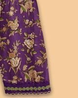 Girls Purple Pure Cotton Kurta Pant Set with Floral Print | Premium Cotton Ethnic Wear - BYB PREMIUM