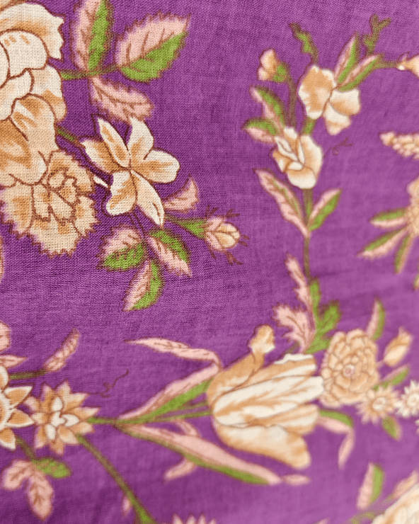 Girls Purple Pure Cotton Kurta Pant Set with Floral Print | Premium Cotton Ethnic Wear - BYB PREMIUM