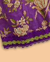 Girls Purple Pure Cotton Kurta Pant Set with Floral Print | Premium Cotton Ethnic Wear - BYB PREMIUM