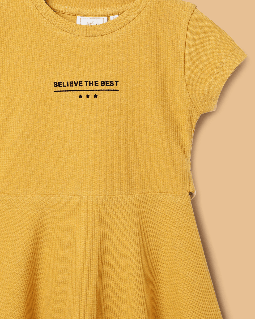 Girls Viscose Moss Dress Combo Set – Mustard Solid Dress & Embroidered Beige Dress (Pack of 2) - BYB PREMIUM
