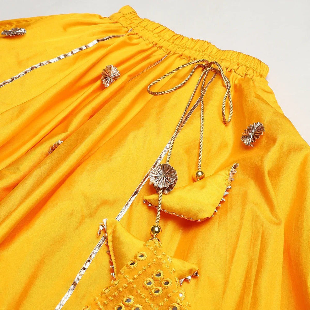 Girls Yellow Lehenga Set with Dupatta - BYB PREMIUM