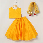 Load image into Gallery viewer, Girls Yellow Lehenga Set with Dupatta - BYB PREMIUM
