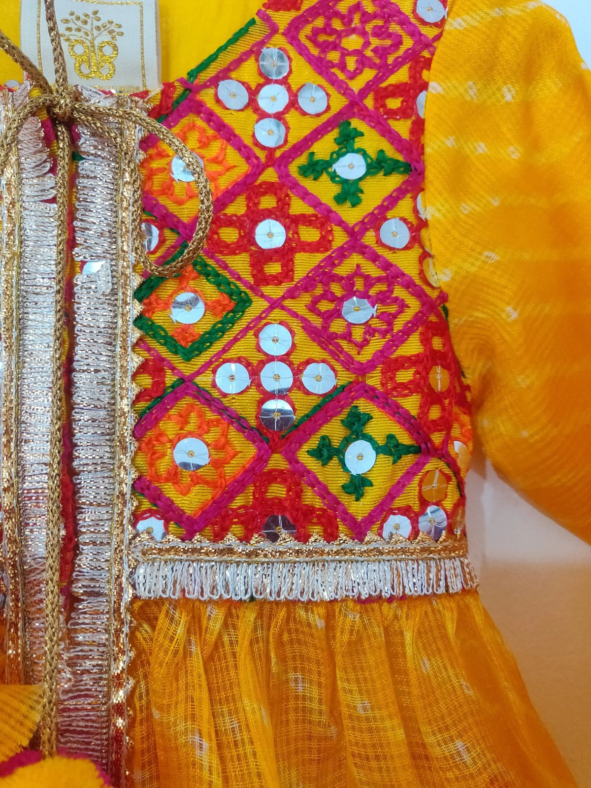 Girls yellow patola kurta pyjama set   byb premium