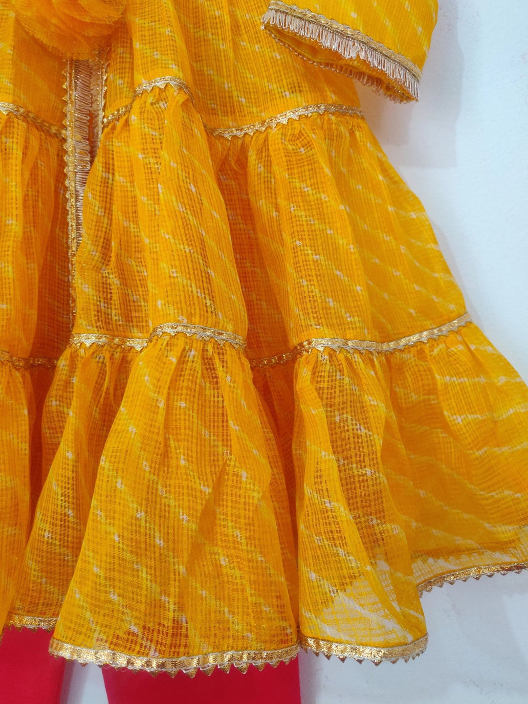 Girls Yellow Patola Kurta Pyjama Set - BYB PREMIUM