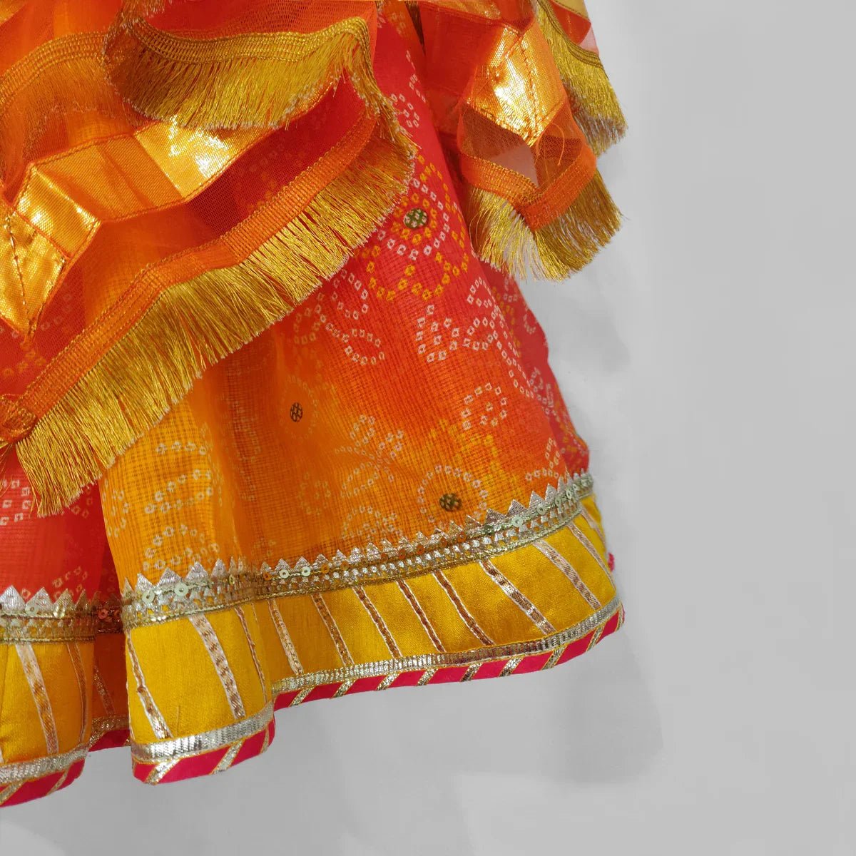 Girls Yellow Silk Top & Bandhani Lehenga Set - BYB PREMIUM