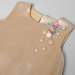 Load image into Gallery viewer, Gold Metallic Girls Party Dress with Floral Embellishment – Sleeveless Bubble Dress - BYB PREMIUM
