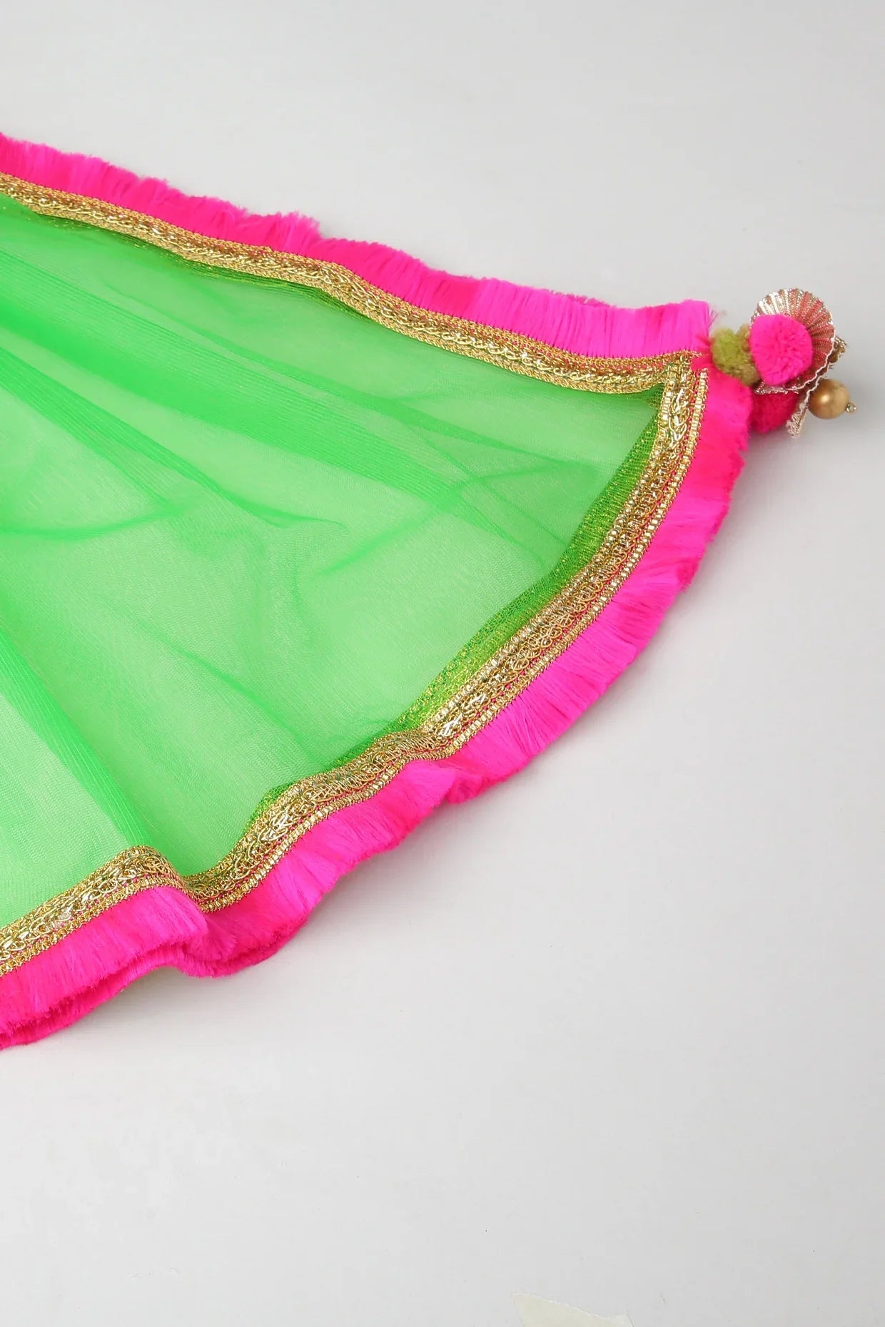 Golden Lehenga Set with Hot Pink Border - BYB PREMIUM