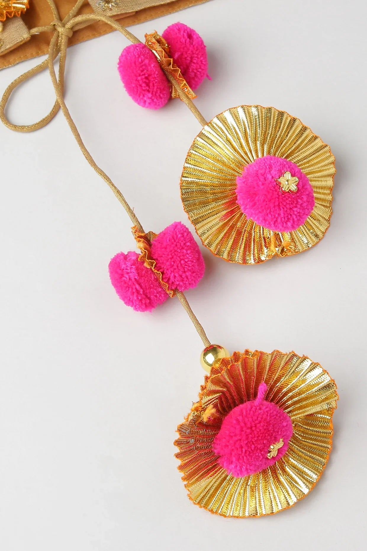 Golden Lehenga Set with Hot Pink Border - BYB PREMIUM