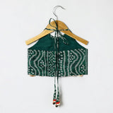 Green Cotton Kota Halter Top & Bandhani Skirt Set for Baby Girls