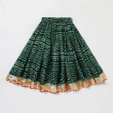 Green Cotton Kota Halter Top & Bandhani Skirt Set for Baby Girls