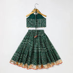 Load image into Gallery viewer, Green Cotton Kota Halter Top &amp; Bandhani Skirt Set for Baby Girls - BYB PREMIUM
