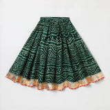 Green Cotton Kota Halter Top & Bandhani Skirt Set for Baby Girls