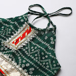 Load image into Gallery viewer, Green Cotton Kota Halter Top &amp; Bandhani Skirt Set for Baby Girls - BYB PREMIUM
