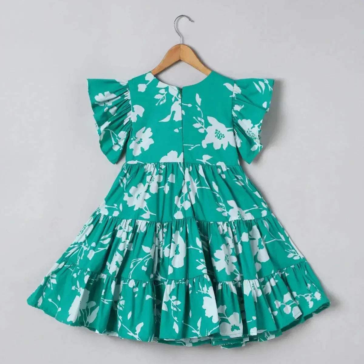 Green Floral Cotton Frock - BYB PREMIUM
