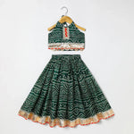 Load image into Gallery viewer, Green Kota Doria Gota Embellished Strappy Top Skirt Set - BYB PREMIUM
