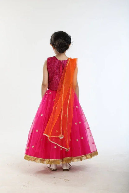 Hot Pink Sequin Lehenga Set - BYB PREMIUM