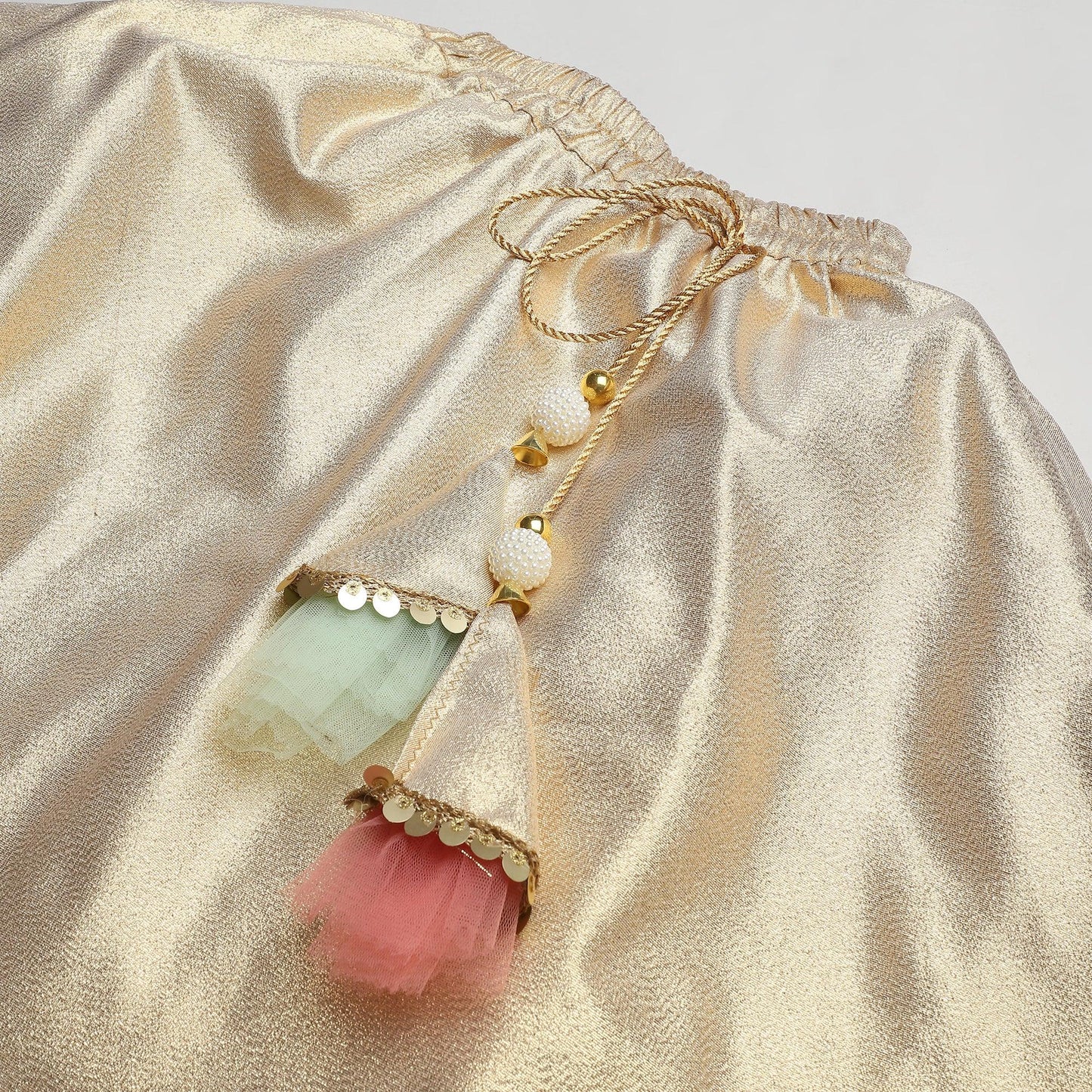 Ivory & Gold Organza Lehenga Set with Embroidered Blouse - BYB PREMIUM