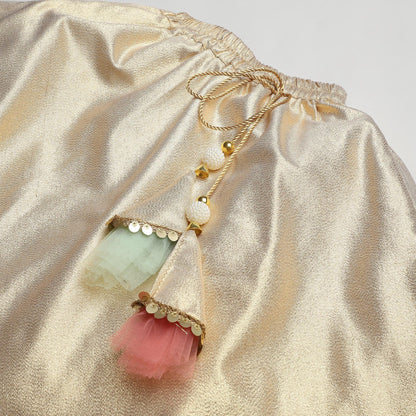 Ivory & Gold Organza Lehenga Set with Embroidered Blouse - BYB PREMIUM