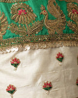 Ivory & Green Embroidered Lehenga Set for Girls with Bandhani Dupatta - BYB PREMIUM