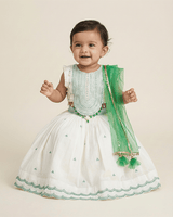 Ivory & Mint Green Lehenga Set for Girls with Dupatta - BYB PREMIUM