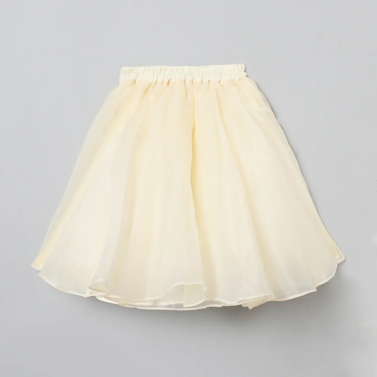 Ivory organza skirt set for girls with multicolour hand embroidered blouse   byb premium