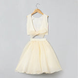 Ivory Organza Skirt Set for Girls with Multicolour Hand Embroidered Blouse - BYB PREMIUM
