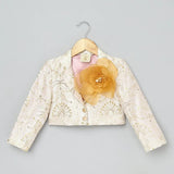 Ivory Silk Girls Crop Jacket & Culottes Set with Embroidery and Sequins - BYB PREMIUM