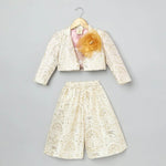 Load image into Gallery viewer, Ivory Silk Girls Crop Jacket &amp; Culottes Set with Embroidery and Sequins - BYB PREMIUM
