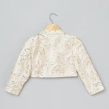 Ivory Silk Girls Crop Jacket & Culottes Set with Embroidery and Sequins - BYB PREMIUM