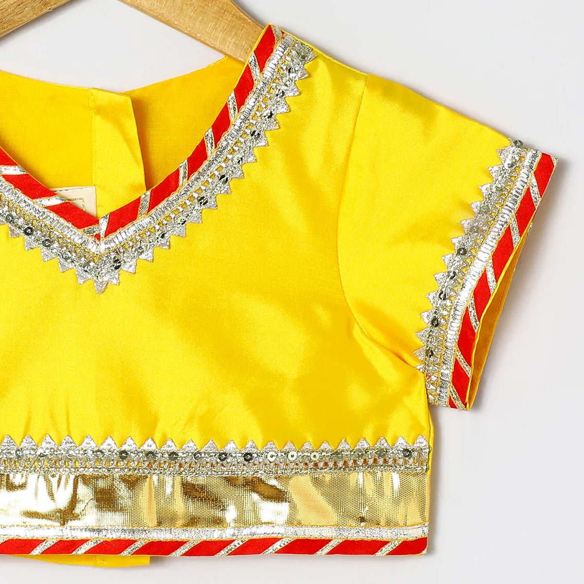 Kota doria gota embellished strapy top skirt and dupatte set   byb premium