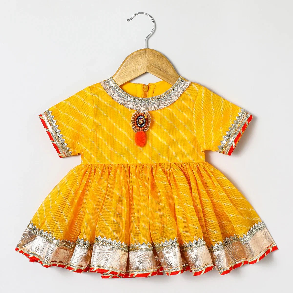 Kota doria peplum top & plazo set with gota embellishment   byb premium