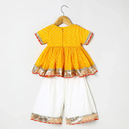 Kota Doria Peplum Top & Plazo Set with Gota Embellishment - BYB PREMIUM