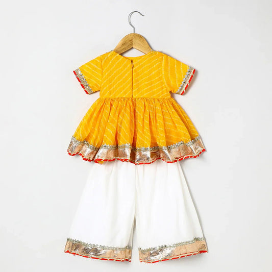 Kota Doria Peplum Top & Plazo Set with Gota Embellishment - BYB PREMIUM