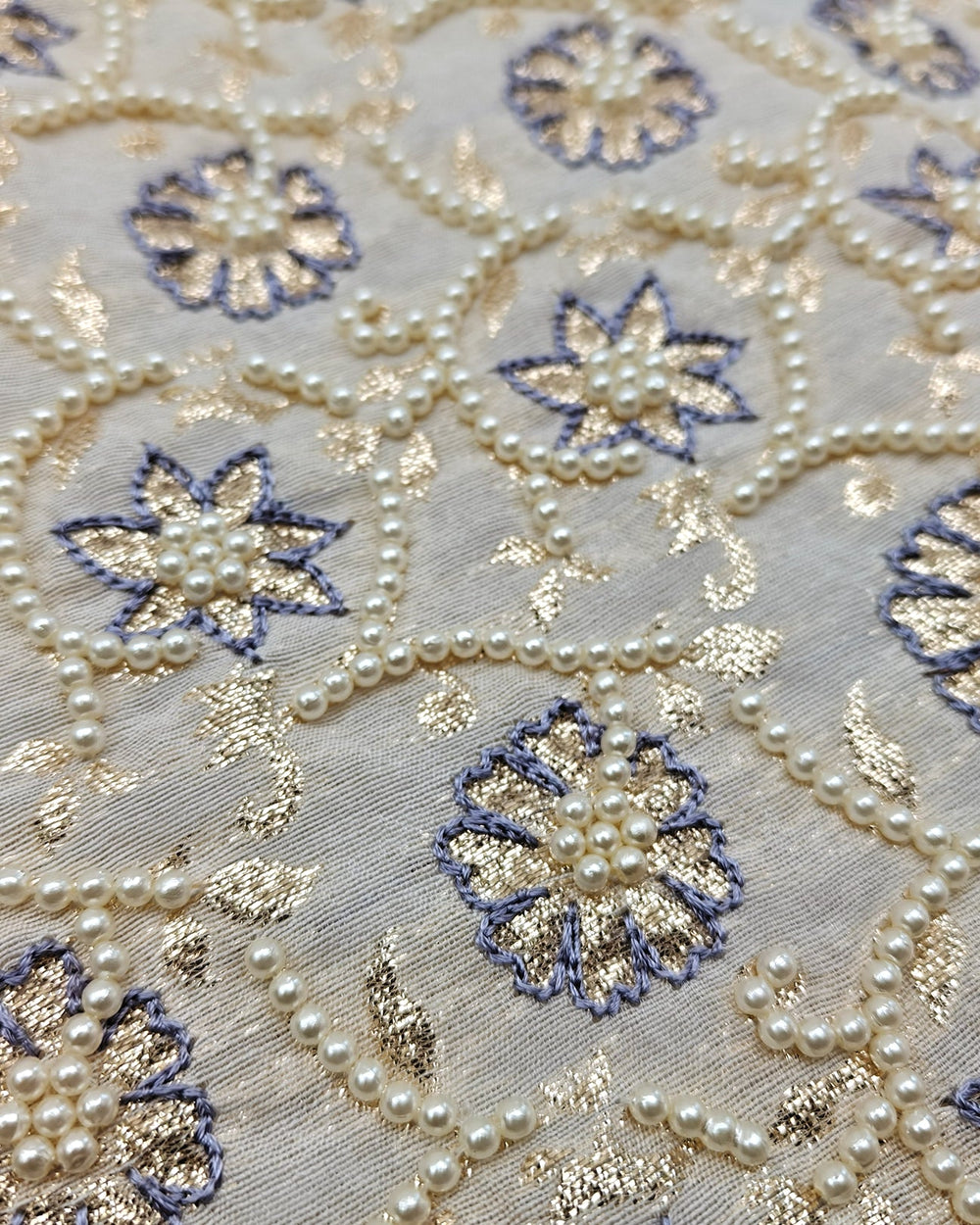 Lavender Raw Dupion Silk Girls Dress with Chanderi Top & Pearl Embroidery - BYB PREMIUM
