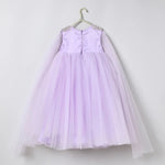 Load image into Gallery viewer, Lavender Tulle Girls Party Gown with Metallic Embroidery &amp; Detachable Sleeves - BYB PREMIUM
