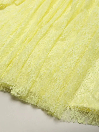 Lemon Yellow Lace Dress - BYB PREMIUM