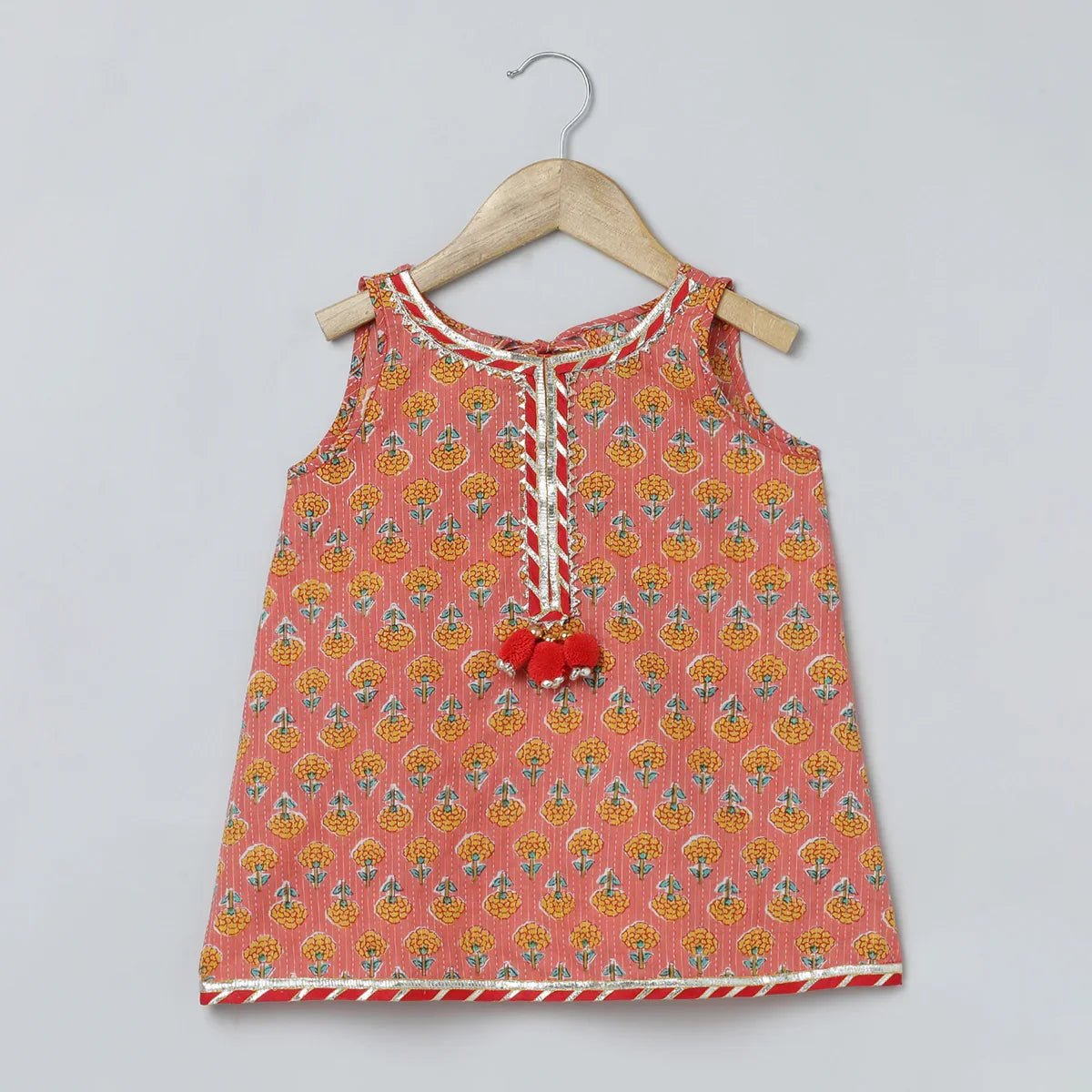 Light orange, red & yellow ethnic set for girls   byb premium