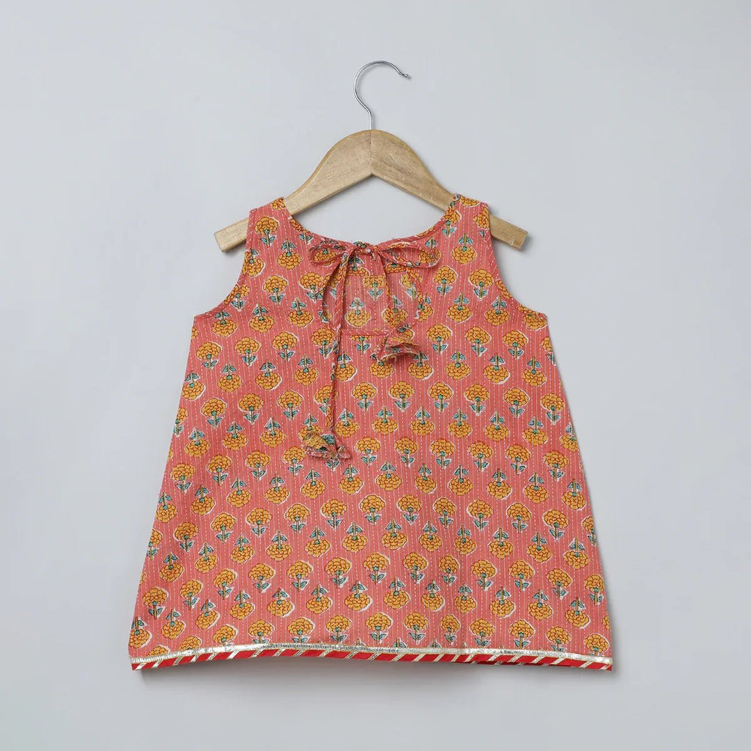 Light Orange, Red & Yellow Ethnic Set for Girls - BYB PREMIUM