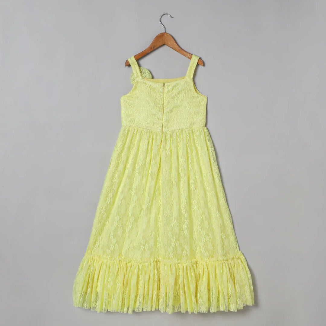 Lime Ruffle Lace Maxi Dress for Girls - BYB PREMIUM