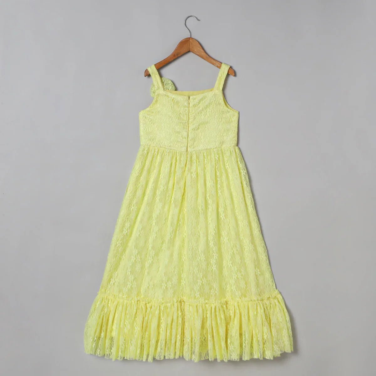 Lime Ruffle Lace Maxi Dress for Girls - BYB PREMIUM