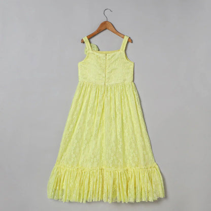 Lime Ruffle Lace Maxi Dress for Girls - BYB PREMIUM