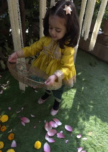 Lime yellow banarasi dhoti set   byb premium