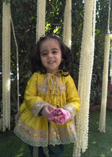 Lime Yellow Banarasi Silk Kurti Dhoti Set for Girls - BYB PREMIUM