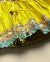 Lime Yellow Banarasi Silk Kurti Dhoti Set for Girls - BYB PREMIUM