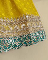Lime Yellow Banarasi Silk Kurti Sharara Set for Girls with Cotton Lining - BYB PREMIUM