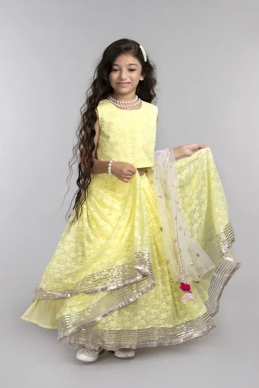Lime Yellow Lace Lehenga Set - BYB PREMIUM