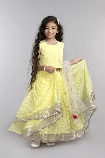 Lime Yellow Lace Lehenga Set - BYB PREMIUM